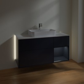Тумба под раковину Villeroy & Boch Finion 120х50,1 см с подсветкой МДФ темно-синий матовый лак/стекло белое матовое G421HGHG