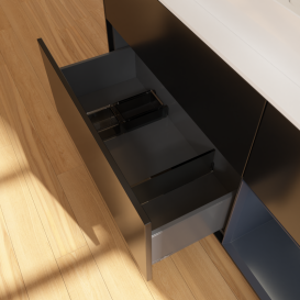 Тумба под раковину Villeroy & Boch Finion 120х50,1 см с подсветкой МДФ черный матовый лак/стекло белое матовое G421HGPD