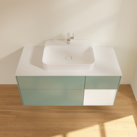 Тумба под раковину Villeroy & Boch Finion 120х50,1 см с подсветкой МДФ оливковый матовый лак/стекло белое матовое G421MTGM