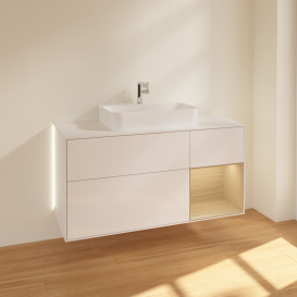 Тумба под раковину Villeroy & Boch Finion 120х50,1 см с подсветкой МДФ глянцевый белый лак/стекло белое матовое G421PCGF