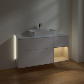 Тумба под раковину Villeroy & Boch Finion 120х50,1 см с подсветкой МДФ глянцевый белый лак/стекло белое матовое G421PCGF