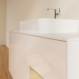 Тумба под раковину Villeroy & Boch Finion 120х50,1 см с подсветкой МДФ глянцевый белый лак/стекло белое матовое G421PCGF