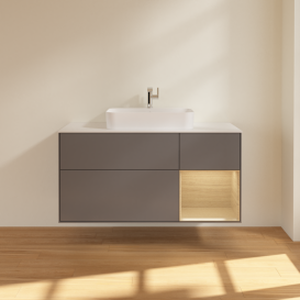 Тумба под раковину Villeroy & Boch Finion 120х50,1 см с подсветкой МДФ антрацит матовый лак/стекло белое матовое G421PCGK