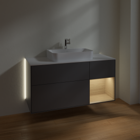 Тумба под раковину Villeroy & Boch Finion 120х50,1 см с подсветкой МДФ антрацит матовый лак/стекло белое матовое G421PCGK