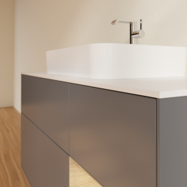 Тумба под раковину Villeroy & Boch Finion 120х50,1 см с подсветкой МДФ антрацит матовый лак/стекло белое матовое G421PCGK