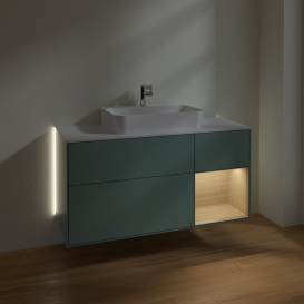 Тумба под раковину Villeroy & Boch Finion 120х50,1 см с подсветкой МДФ оливковый матовый лак/стекло белое матовое G421PCGM
