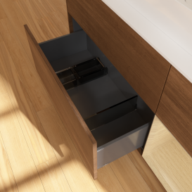 Тумба под раковину Villeroy & Boch Finion 120х50,1 см с подсветкой МДФ шпон грецкого ореха/стекло белое матовое G421PCGN