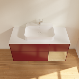 Тумба под раковину Villeroy & Boch Finion 120х50,1 см с подсветкой МДФ пион матовый лак/стекло белое матовое G421PCHB