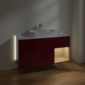 Тумба под раковину Villeroy & Boch Finion 120х50,1 см с подсветкой МДФ пион матовый лак/стекло белое матовое G421PCHB