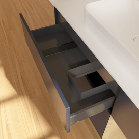 Тумба под раковину Villeroy & Boch Finion 120х50,1 см с подсветкой МДФ темно-синий матовый лак/стекло белое матовое G421PCHG