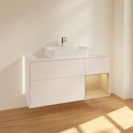 Тумба под раковину Villeroy & Boch Finion 120х50,1 см с подсветкой МДФ белый матовый лак/стекло белое матовое G421PCMT