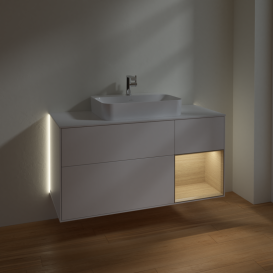Тумба под раковину Villeroy & Boch Finion 120х50,1 см с подсветкой МДФ белый матовый лак/стекло белое матовое G421PCMT