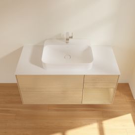 Тумба под раковину Villeroy & Boch Finion 120х50,1 см с подсветкой МДФ шпон дуба/стекло белое матовое  G421PCPC