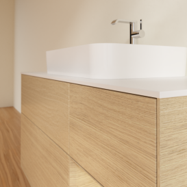 Тумба под раковину Villeroy & Boch Finion 120х50,1 см с подсветкой МДФ шпон дуба/стекло белое матовое  G421PCPC