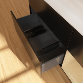 Тумба под раковину Villeroy & Boch Finion 120х50,1 см с подсветкой МДФ черный матовый лак/стекло белое матовое G421PCPD