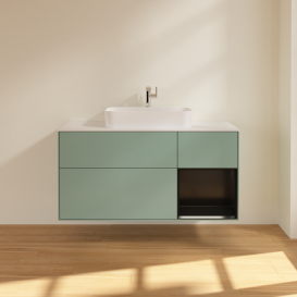 Тумба под раковину Villeroy & Boch Finion 120х50,1 см с подсветкой МДФ оливковый матовый лак/стекло белое матовое G421PDGM