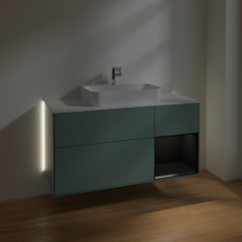 Тумба под раковину Villeroy & Boch Finion 120х50,1 см с подсветкой МДФ оливковый матовый лак/стекло белое матовое G421PDGM