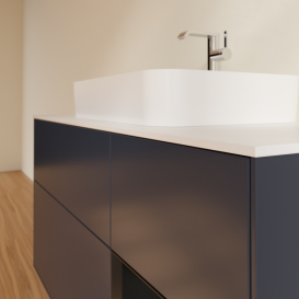 Тумба под раковину Villeroy & Boch Finion 120х50,1 см с подсветкой МДФ темно-синий матовый лак/стекло белое матовое G421PDHG