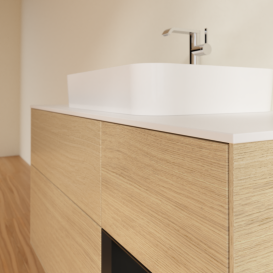 Тумба под раковину Villeroy & Boch Finion 120х50,1 см с подсветкой МДФ шпон дуба/стекло белое матовое G421PDPC