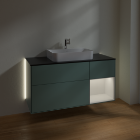 Тумба под раковину Villeroy & Boch Finion 120х50,1 см с подсветкой МДФ оливковый матовый лак/стекло черное матовое G422GFGM