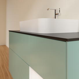 Тумба под раковину Villeroy & Boch Finion 120х50,1 см с подсветкой МДФ оливковый матовый лак/стекло черное матовое G422GFGM