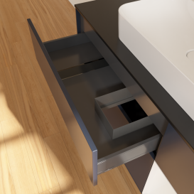 Тумба под раковину Villeroy & Boch Finion 120х50,1 см с подсветкой МДФ темно-синий матовый лак/стекло черное матовое G422GFHG