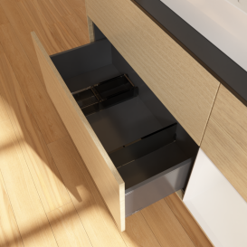 Тумба под раковину Villeroy & Boch Finion 120х50,1 см с подсветкой МДФ шпон дуба/стекло черное матовое G422GFPC