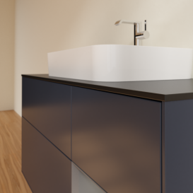 Тумба под раковину Villeroy & Boch Finion 120х50,1 см с подсветкой МДФ темно-синий матовый лак/стекло черное матовое G422GKHG