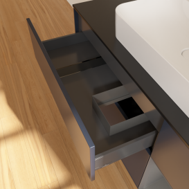 Тумба под раковину Villeroy & Boch Finion 120х50,1 см с подсветкой МДФ темно-синий матовый лак/стекло черное матовое G422GKHG