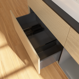 Тумба под раковину Villeroy & Boch Finion 120х50,1 см с подсветкой МДФ шпон дуба/стекло черное матовое G422GKPC