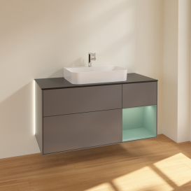Тумба под раковину Villeroy & Boch Finion 120х50,1 см с подсветкой МДФ антрацит матовый лак/стекло черное матовое G422GMGK
