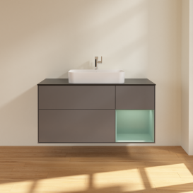 Тумба под раковину Villeroy & Boch Finion 120х50,1 см с подсветкой МДФ антрацит матовый лак/стекло черное матовое G422GMGK