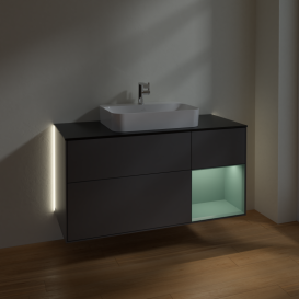 Тумба под раковину Villeroy & Boch Finion 120х50,1 см с подсветкой МДФ антрацит матовый лак/стекло черное матовое G422GMGK
