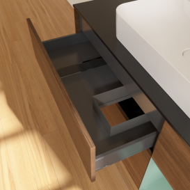 Тумба под раковину Villeroy & Boch Finion 120х50,1 см с подсветкой МДФ шпон грецкого ореха/стекло черное матовое G422GMGN