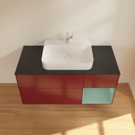 Тумба под раковину Villeroy & Boch Finion 120х50,1 см с подсветкой МДФ пион матовый лак/стекло черное матовое G422GMHB