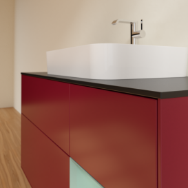 Тумба під раковину Villeroy & Boch Finion 120х50,1 см із підсвічуванням МДФ півонія матовий лак/скло чорне матове G422GMHB