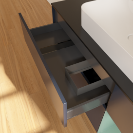 Тумба под раковину Villeroy & Boch Finion 120х50,1 см с подсветкой МДФ темно-синий матовый лак/стекло черное матовое G422GMHG