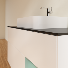 Тумба под раковину Villeroy & Boch Finion 120х50,1 см с подсветкой МДФ белый матовый лак/стекло черное матовое G422GMMT