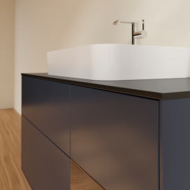 Тумба под раковину Villeroy & Boch Finion 120х50,1 см с подсветкой МДФ темно-синий матовый лак/стекло черное матовое G422GNHG
