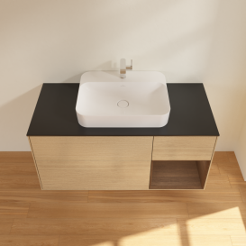 Тумба под раковину Villeroy & Boch Finion 120х50,1 см с подсветкой МДФ шпон дуба/стекло черное матовое G422GNPC