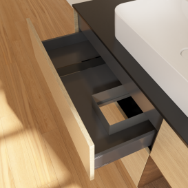 Тумба под раковину Villeroy & Boch Finion 120х50,1 см с подсветкой МДФ шпон дуба/стекло черное матовое G422GNPC