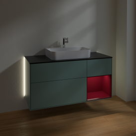 Тумба под раковину Villeroy & Boch Finion 120х50,1 см с подсветкой МДФ оливковый матовый лак/стекло черное матовое G422HBGM