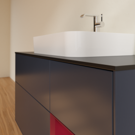 Тумба под раковину Villeroy & Boch Finion 120х50,1 см с подсветкой МДФ темно-синий матовый лак/стекло черное матовое G422HBHG