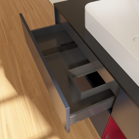 Тумба под раковину Villeroy & Boch Finion 120х50,1 см с подсветкой МДФ темно-синий матовый лак/стекло черное матовое G422HBHG