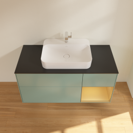 Тумба под раковину Villeroy & Boch Finion 120х50,1 см с подсветкой МДФ оливковый матовый лак/стекло черное матовое G422HFGM