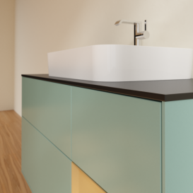 Тумба под раковину Villeroy & Boch Finion 120х50,1 см с подсветкой МДФ оливковый матовый лак/стекло черное матовое G422HFGM