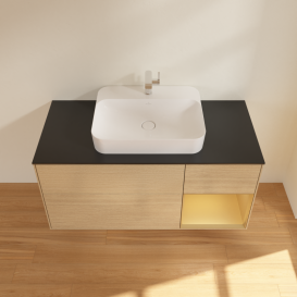 Тумба под раковину Villeroy & Boch Finion 120х50,1 см с подсветкой МДФ шпон дуба/стекло черное матовое G422HFPC