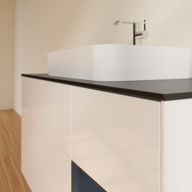 Тумба под раковину Villeroy & Boch Finion 120х50,1 см с подсветкой МДФ глянцевый белый лак/стекло черное матовое G422HGGF