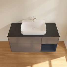 Тумба под раковину Villeroy & Boch Finion 120х50,1 см с подсветкой МДФ антрацит матовый лак/стекло черное матовое G422HGGK