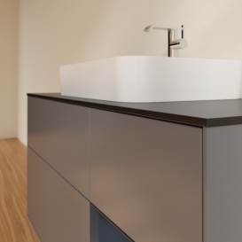 Тумба под раковину Villeroy & Boch Finion 120х50,1 см с подсветкой МДФ антрацит матовый лак/стекло черное матовое G422HGGK